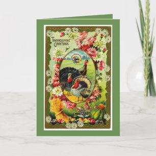 Tarjeta Festiva Saludos de Acción de Gracias de la Antigua Turquía
