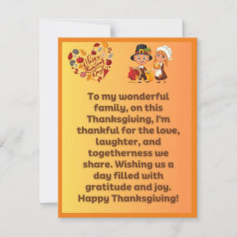 Tarjeta Festiva Saludos de Acción de Gracias para tu querida famil