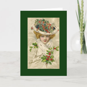 Tarjeta Festiva Saludos de belleza navideña vintage
