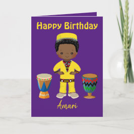 Tarjeta Festiva Saludos de cumpleaños africanos de la realeza púrp