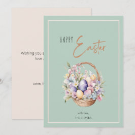 Tarjeta Festiva Saludos de Floral Happy Easter Basket
