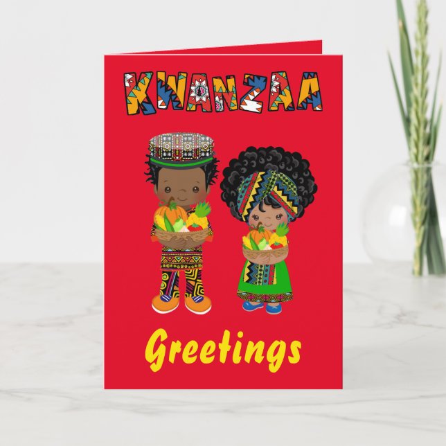 Tarjeta Festiva Saludos de Kwanzaa (Anverso)