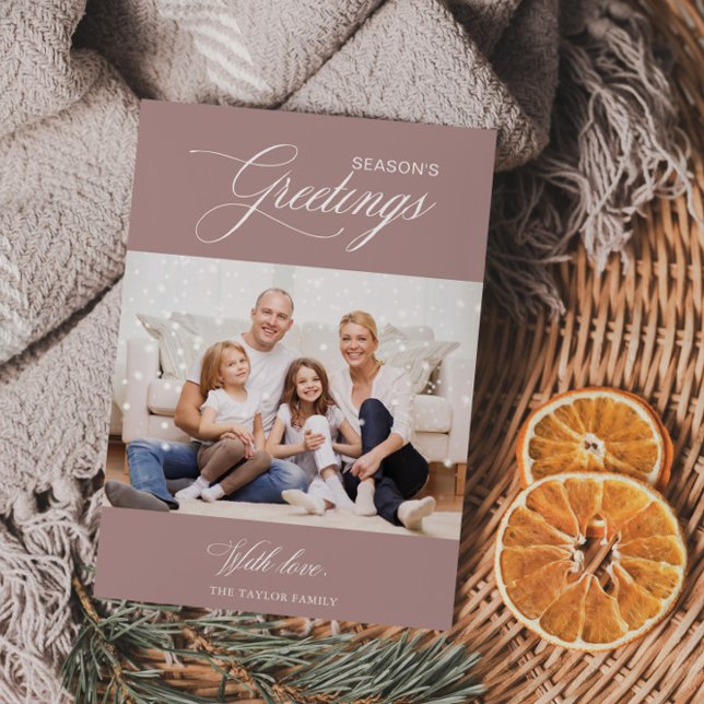 Tarjeta Festiva Saludos de la temporada blanca de caligrafía rosa (Subido por el creador)