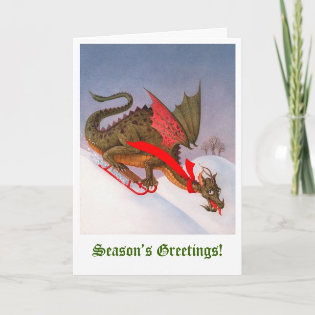 Tarjeta Festiva Saludos de la temporada de dragones dorados (Anverso)