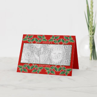 Tarjeta Festiva Saludos de la temporada de Holly Border