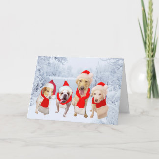 Tarjeta Festiva Saludos de la temporada de perros adorables por el