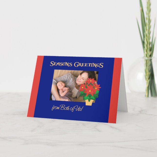 Tarjeta Festiva Saludos de la temporada de Poinsettia desde los do (Anverso)