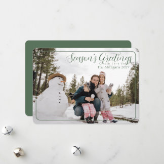 Tarjeta Festiva Saludos de la temporada de Sage Frame con foto