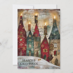 Tarjeta Festiva Saludos de la temporada de vintage Christmas Villa