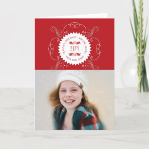 Tarjeta Festiva Saludos de la Temporada Feliz Año Nuevo Foca Fotog