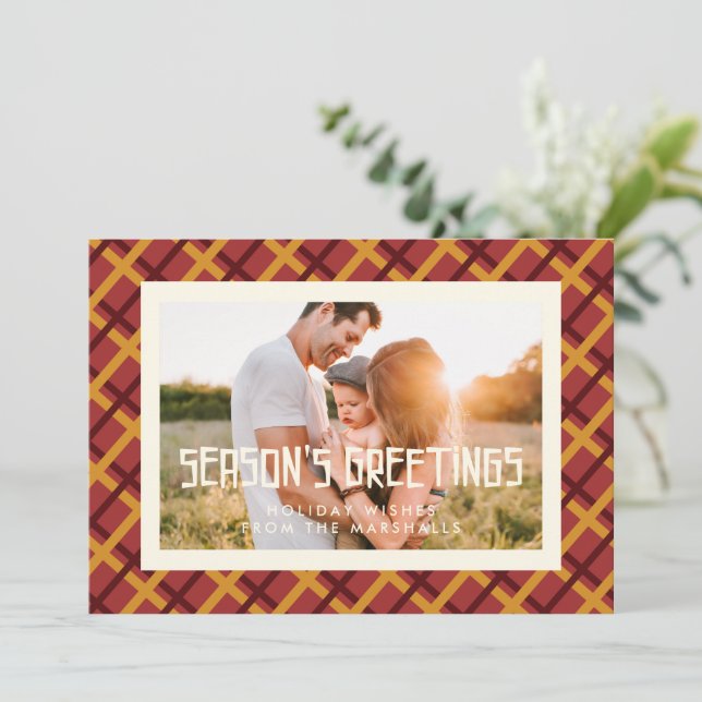 Tarjeta Festiva Saludos de la Temporada Foto de Mitad de Siglo (Anverso de pie)