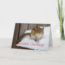 Tarjeta Festiva Saludos de la temporada pequeña ardilla en la niev