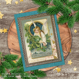 Tarjeta Festiva Saludos de las épocas de vacaciones antiguas de pe