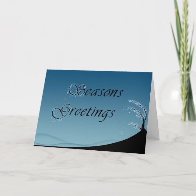 Tarjeta Festiva Saludos de las estaciones cubiertas de nieve (Anverso)