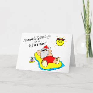 Tarjeta Festiva Saludos de las estaciones de la costa oeste Santa