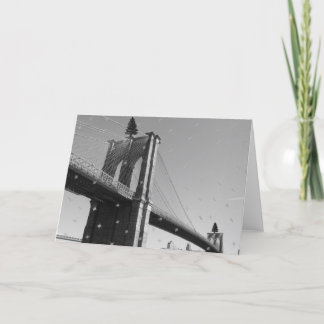 Tarjeta Festiva Saludos de las estaciones - puente y nieve/árboles