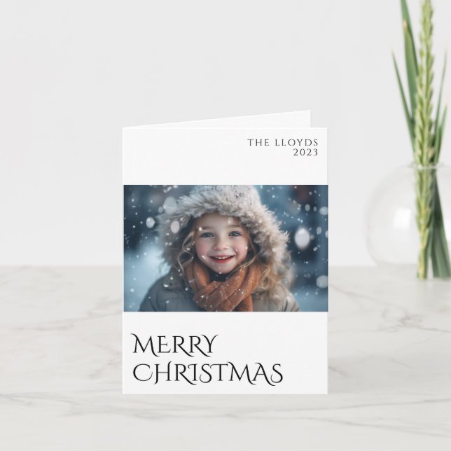 Tarjeta Festiva Saludos de los Navidades de fotos de su familia (Anverso)