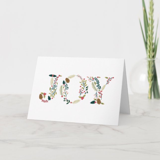 Tarjeta Festiva Saludos de los Navidades de la alegría botánica (Anverso)