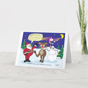 Tarjeta Festiva Saludos de los Navidades de la nariz de Rudolf