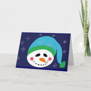 Tarjeta Festiva Saludos de muñeco de nieve