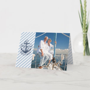 Tarjeta Festiva Saludos de Nautical SEAson, presentador de la mari