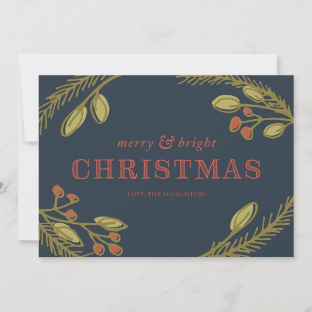 Tarjeta Festiva Saludos de Navidades amargos y brillantes (Anverso)