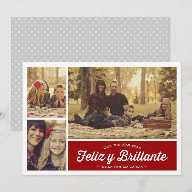 Tarjeta Festiva Saludos de Navidades de amarre y brillante (Anverso / Reverso)