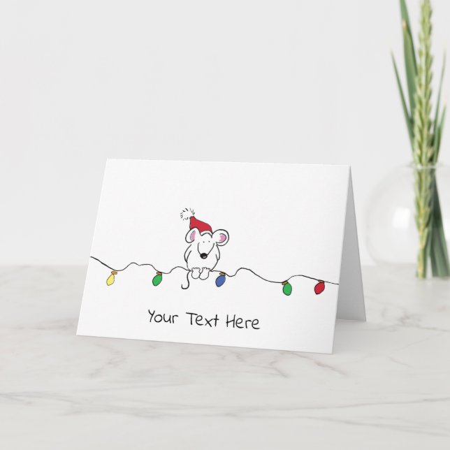 Tarjeta Festiva Saludos de Navidades de mouse ilustrados personali (Anverso)