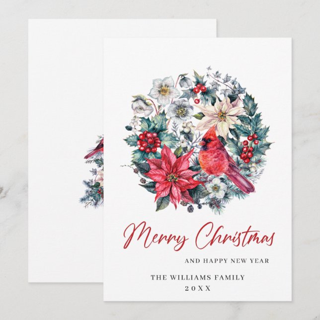 Tarjeta Festiva Saludos de Navidades de pino elegantes y minimalis (Anverso / Reverso)