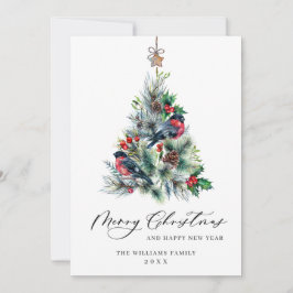 Tarjeta Festiva Saludos de Navidades de pino elegantes y minimalis