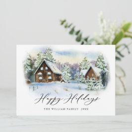 Tarjeta Festiva Saludos de Navidades de pino elegantes y minimalis