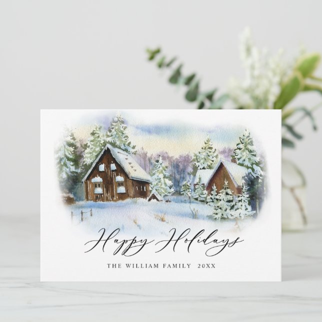 Tarjeta Festiva Saludos de Navidades de pino elegantes y minimalis (Anverso de pie)