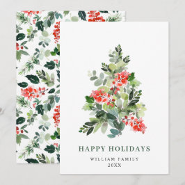 Tarjeta Festiva Saludos de Navidades de pino elegantes y minimalis