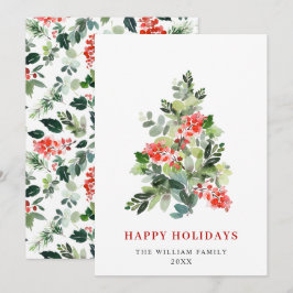 Tarjeta Festiva Saludos de Navidades de pino elegantes y minimalis