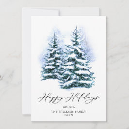 Tarjeta Festiva Saludos de Navidades de pino elegantes y minimalis