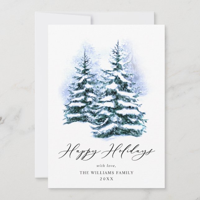 Tarjeta Festiva Saludos de Navidades de pino elegantes y minimalis (Anverso)