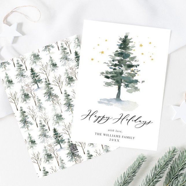 Tarjeta Festiva Saludos de Navidades de pino elegantes y minimalis (Subido por el creador)