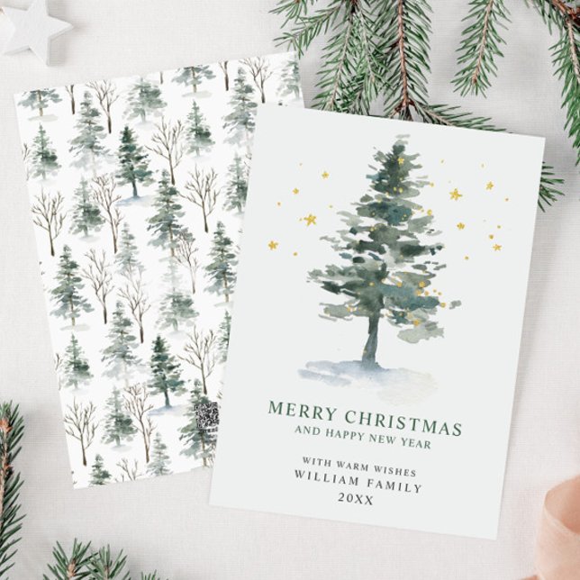 Tarjeta Festiva Saludos de Navidades de pino elegantes y minimalis (Subido por el creador)