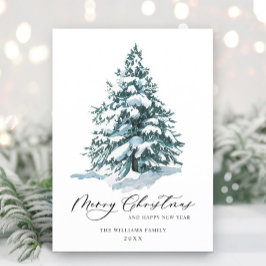 Tarjeta Festiva Saludos de Navidades de pino elegantes y minimalis
