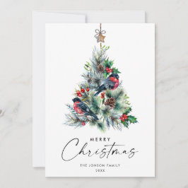 Tarjeta Festiva Saludos de Navidades de pino elegantes y minimalis