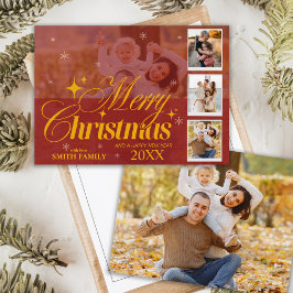Tarjeta Festiva Saludos de Navidades personalizados de Collage de