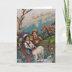 Tarjeta Festiva Saludos de Pascua 1908