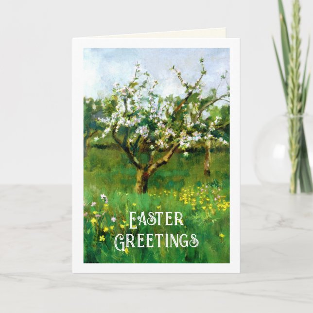 Tarjeta Festiva Saludos de Pascua. Bella Artes Apple Blossom (Anverso)