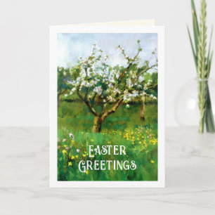 Tarjeta Festiva Saludos de Pascua. Bella Artes Apple Blossom