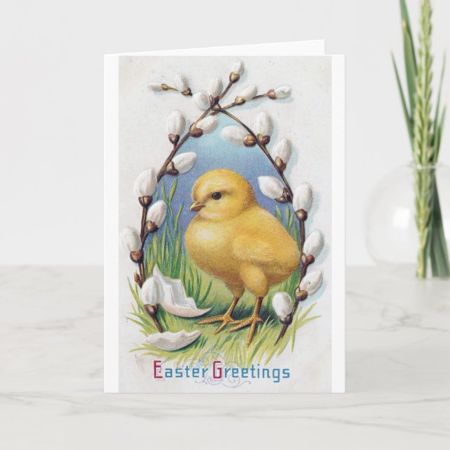 Tarjeta Festiva Saludos de Pascua Chick Amarillo (Anverso)