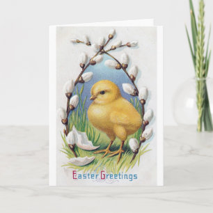 Tarjeta Festiva Saludos de Pascua Chick Amarillo