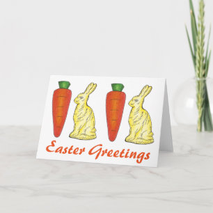Tarjeta Festiva Saludos de Pascua Chocolate Conejo Conejo Zanahori