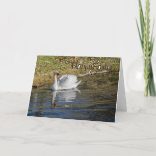 TARJETA FESTIVA SALUDOS DE PASCUA CISNE  **PASCUA**