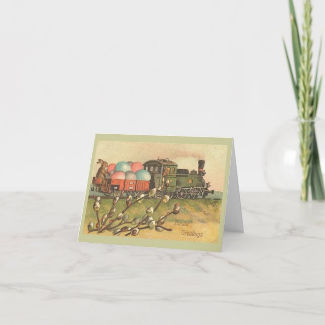 Tarjeta Festiva Saludos de Pascua con la cosecha de Huevos (Anverso)