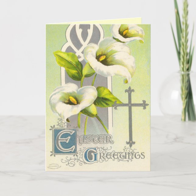 Tarjeta Festiva Saludos de Pascua del vintage (Anverso)